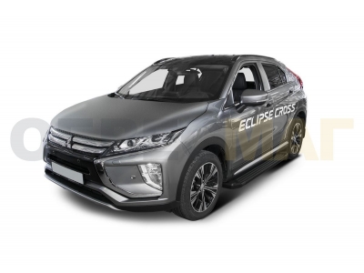Пороги алюминиевые Rival Black New для Mitsubishi Eclipse Cross 2018-2021