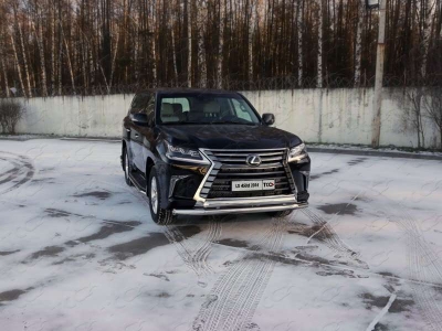 Защита передняя двойная 76-75 мм ТСС для Lexus LX-570/450d 2015-2021