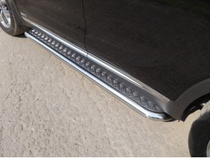 Пороги с площадкой алюминиевый лист 60 мм для Kia Sorento Prime № KIASORPR18-21