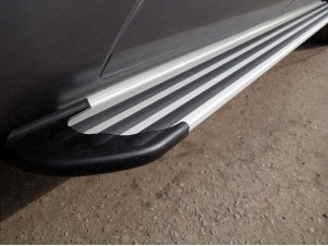 Пороги алюминиевые Slim Line Silver для Toyota Land Cruiser 200 № TOYLC200-10S